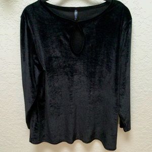 Allegrace Black Velvet Tunic with Keyhole Neckline